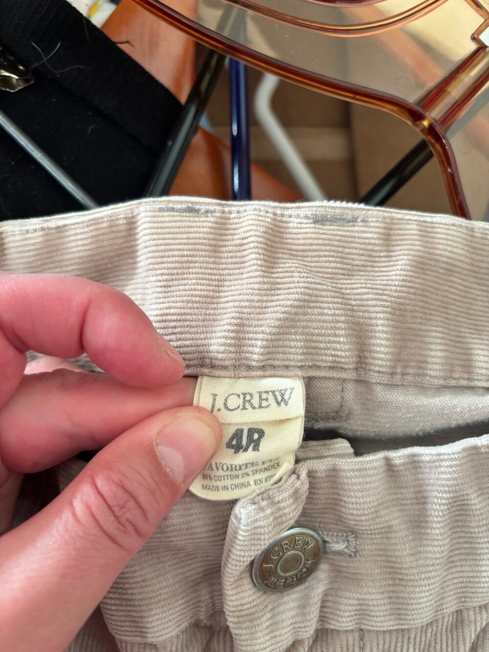 J.Crew Favorite Fit Corduroy Pants Size 4R Beige Straight Leg Stretch 98% Cotton